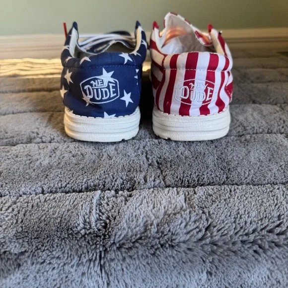 Hey Dude Wally Patriotic American Flag Men’s Size 12 Lightweight Summer Shoes - Picture 5 of 8